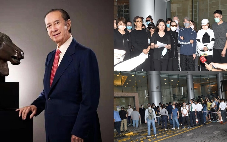 何鴻燊四房共24名家屬，在下午2時許齊於養和醫院向傳媒交代賭王逝世。