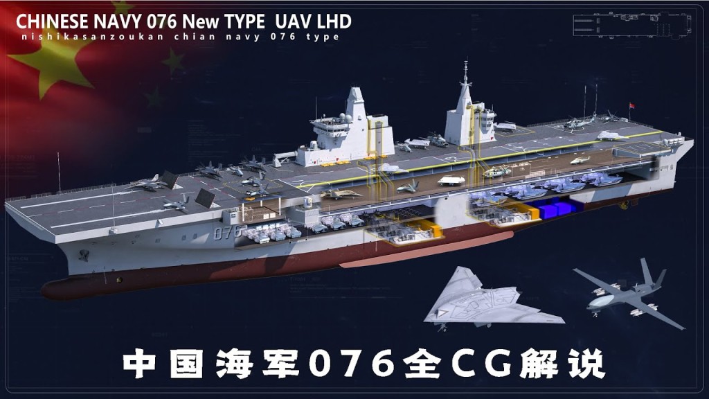 076型兩棲攻擊艦將主要作為大型無人戰機載具。