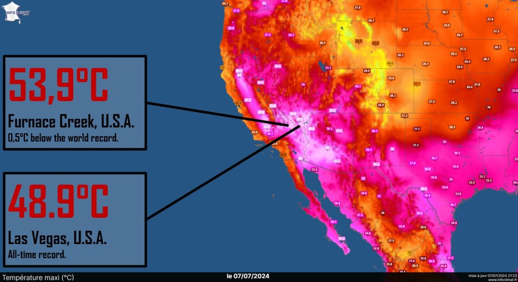 美國受熱浪侵襲，有地區氣溫突破50°C。（X@volcaholic1）