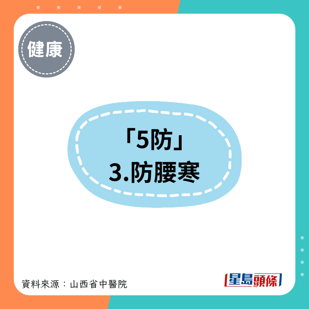 「5防」 3.防腰寒