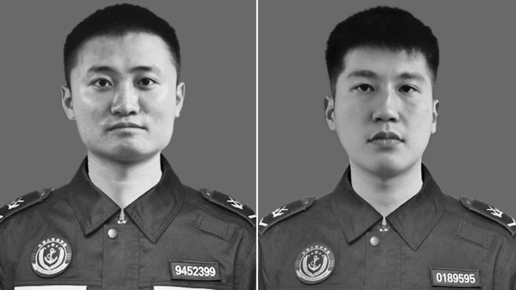 海警軍艦南海去年相撞，武警衣昕玉和程龍不幸殉職。