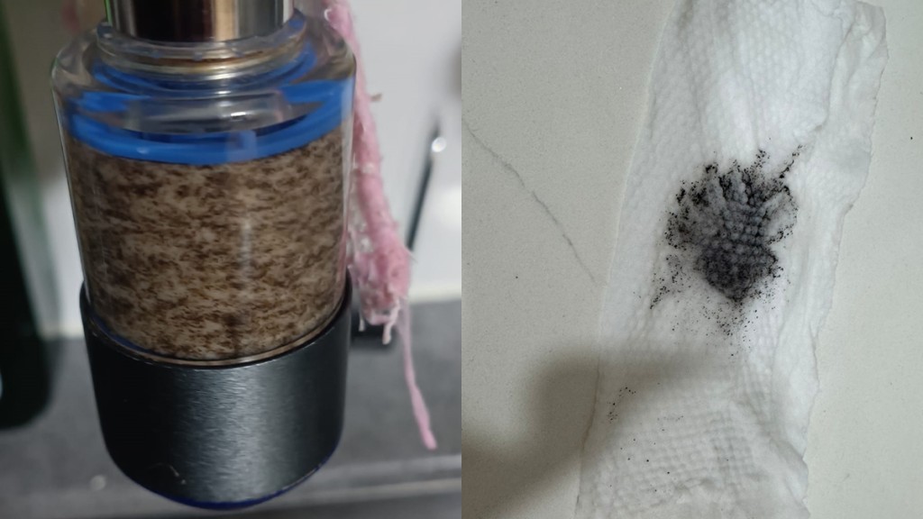 馬鞍山錦駿苑食水現黑色沉積物。讀者提供圖片