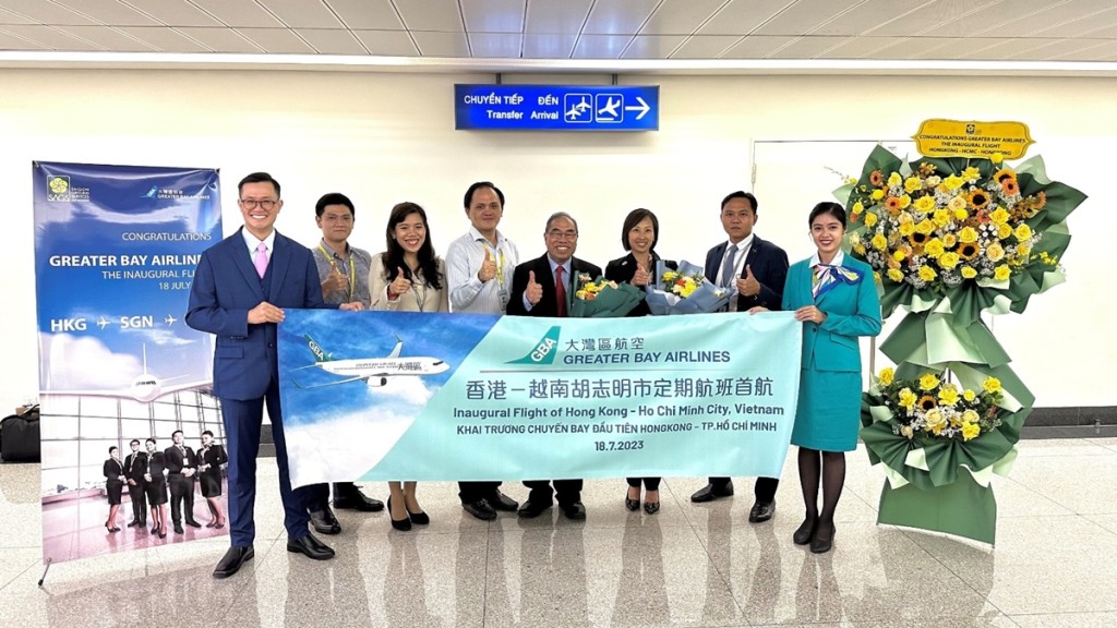 大灣區航空如期首航越南胡志明市。大灣區航空提供圖片