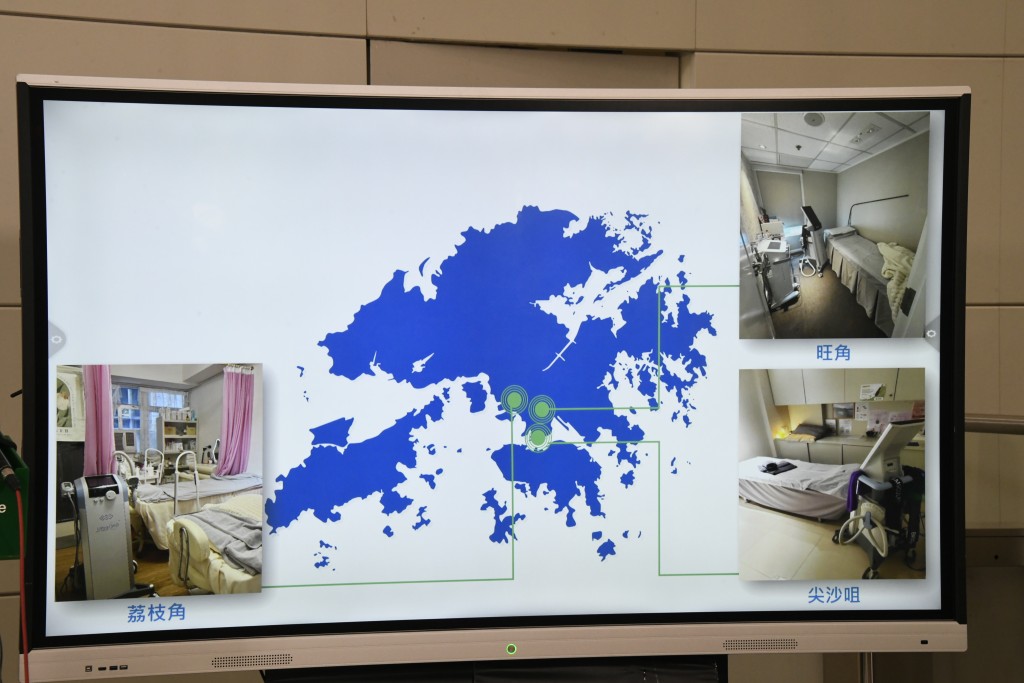 海關於3間美容院檢獲3部懷疑冒牌美容及瘦身儀器,並拘捕4人。楊偉亨攝 海關於3間美容院檢獲3部懷疑冒牌美容及瘦身儀器,並拘捕4人。楊偉亨攝