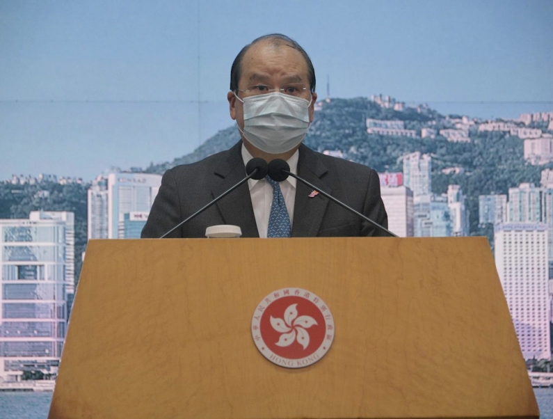 署理行政長官張建宗出席行會前會見傳媒。
