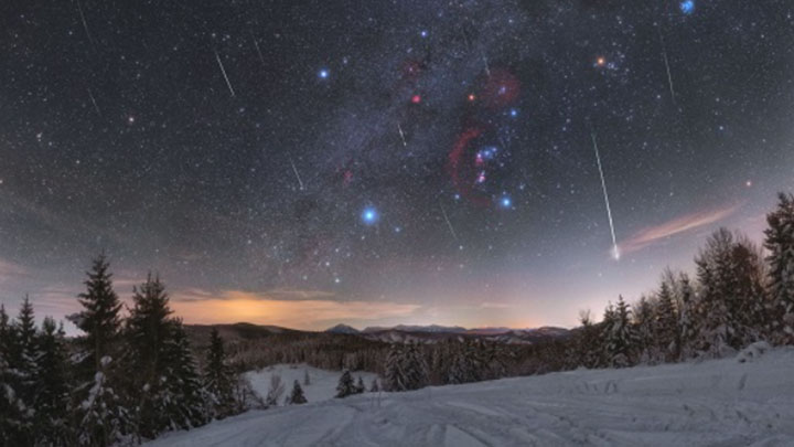 外國攝影師於2020年在斯洛伐克拍攝的象限儀座流星雨。香港太空館圖片