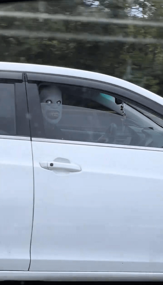長深高速上，有人戴恐怖面具驚嚇過路車輛。極目新聞