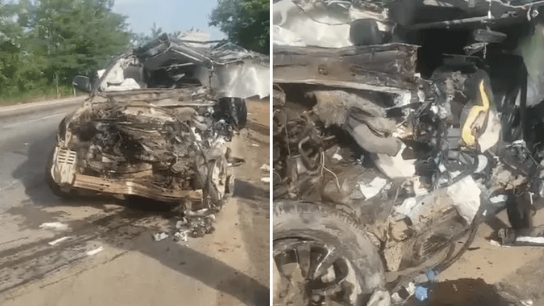 加納總統車隊發生車禍，數輛車全毀。