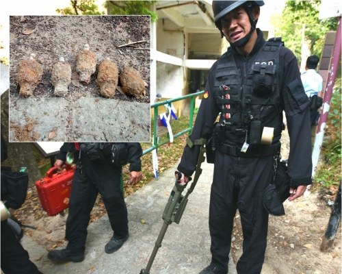警方已將5枚手榴彈引爆。