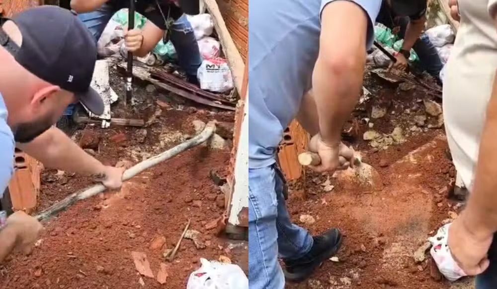 女童被埋在家中后院。 巴西民警