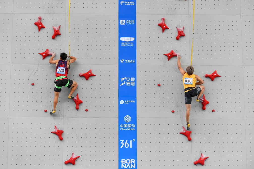 陳翔志於攀石賽的4 條路線共取得39.3分。相片由港協暨奧委會提供