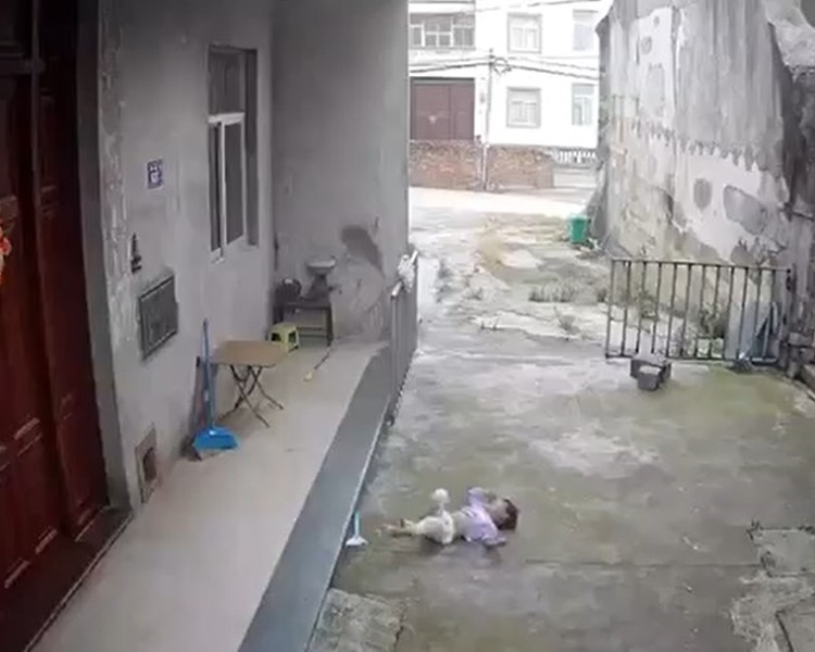 孩子從樓上跌落樓。網圖