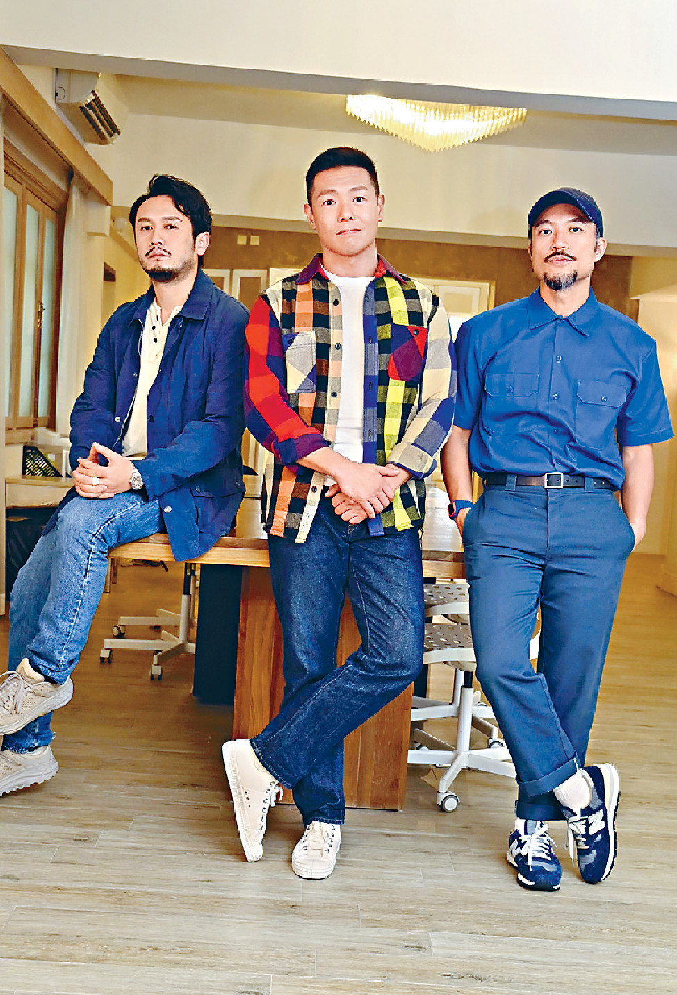 ■周祉君（左起）、羅浩銘、李凱賢有份拍ViuTV劇《極度俏郎君》。
