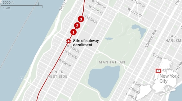 紐約地鐵相撞地點。