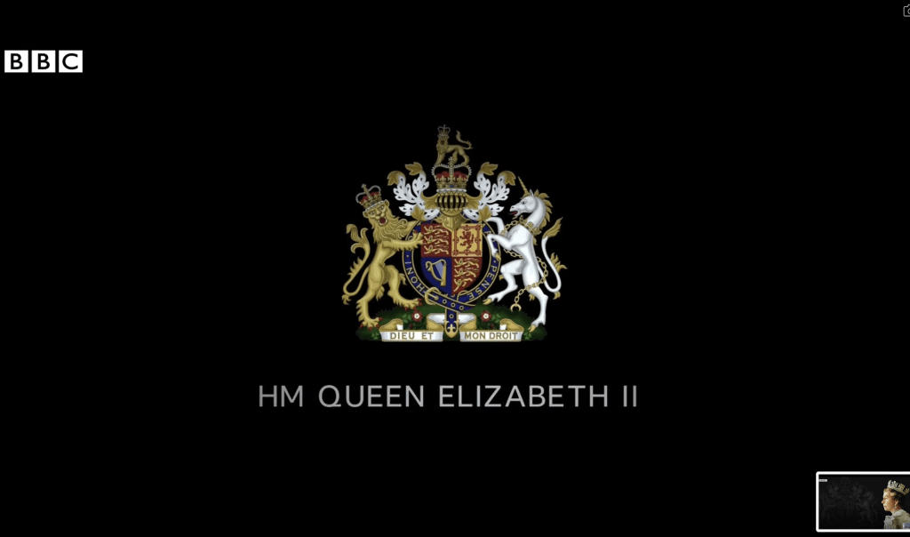 BBC製作英女皇伊利沙伯二世逝世特輯。（BBC影片截圖）