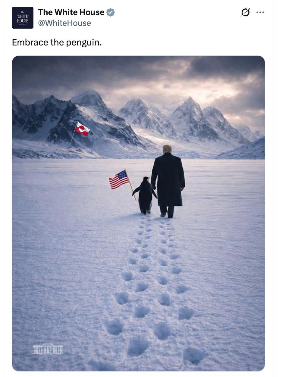 白宮在X貼上這張合成圖，鬧出大笑話。X@白宮