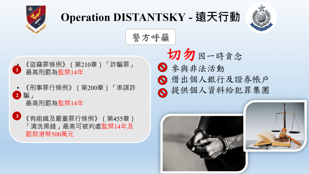 警方呼籲市民切勿以身試法。 警方呼籲市民切勿以身試法。