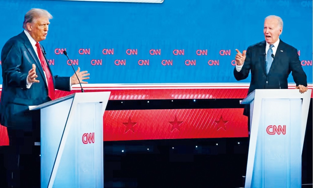 美國總統大選首場電視辯論周四晚舉行，拜登與特朗普事隔4年再度同台激辯。