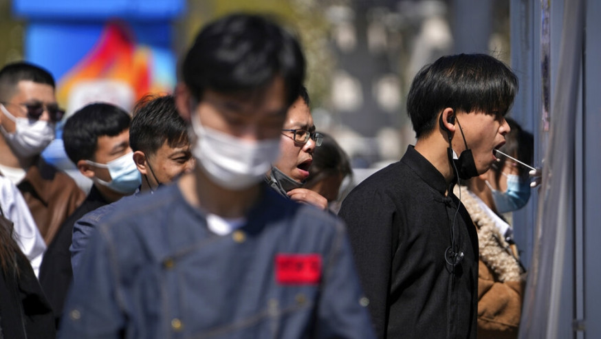 上海疫情持續。AP圖片