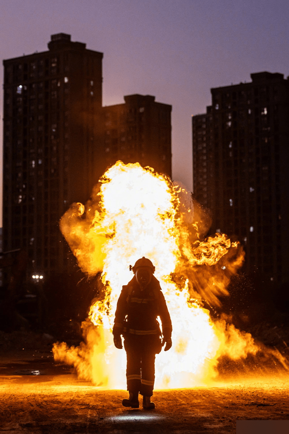 杭州消防部門做「炮仗炸麵粉」實驗。（微博）