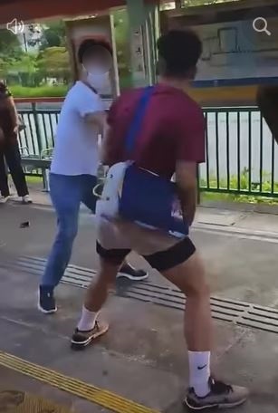 白衫男出拳還擊。fb 車cam L（香港群組）Soso Chan影片截圖 