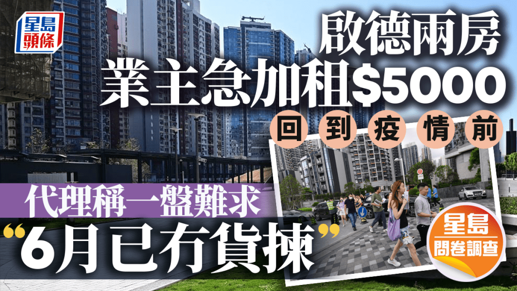 啟德兩房 業主急加租5000元 回到疫前水平 代理稱一盤難求「6月已冇貨揀」