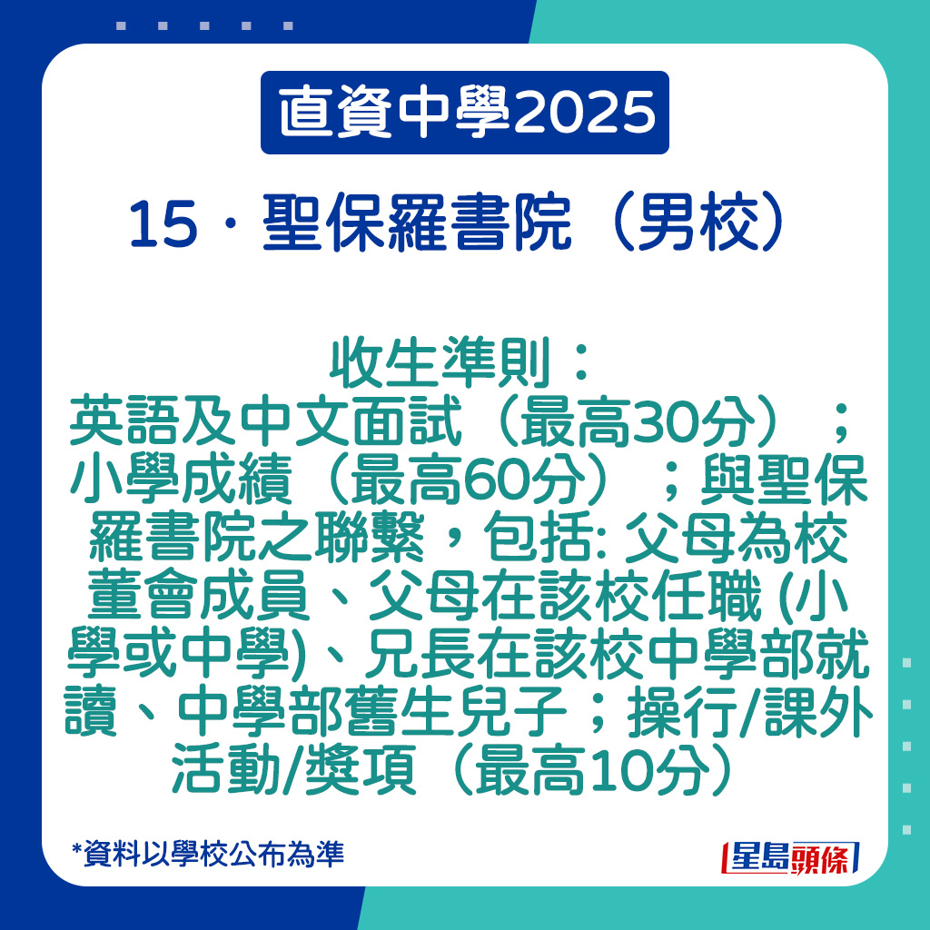 圣保罗书院的收生准则。