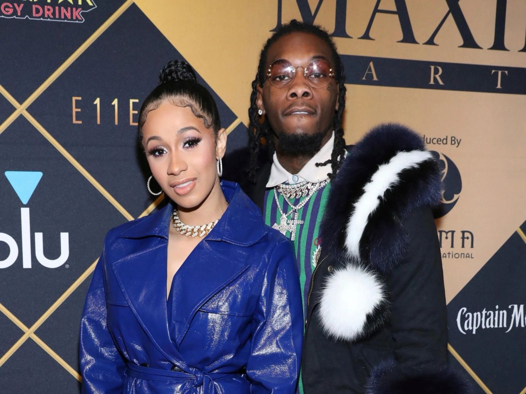 Offset與前妻Cardi B(左)育有3名子女。 Offset與前妻Cardi B(左)育有3名子女。
