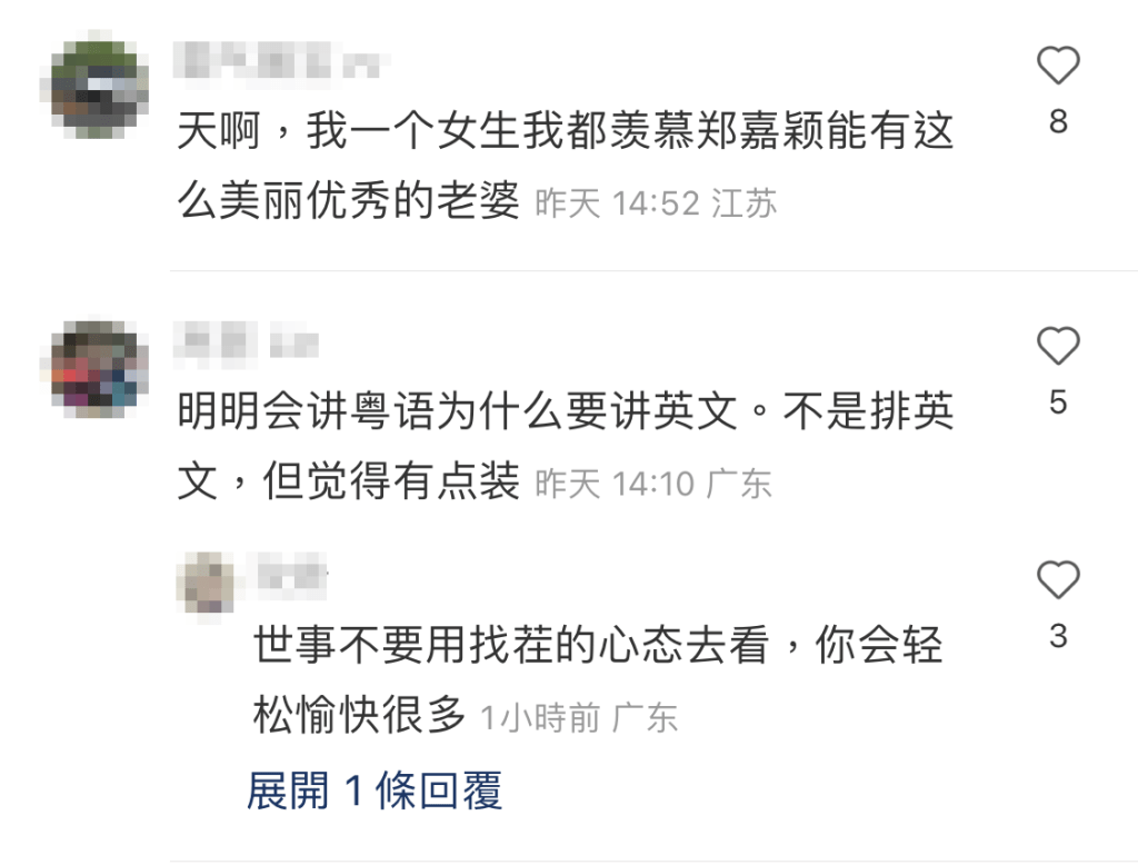 陳凱琳全程講英文亦引起爭議。