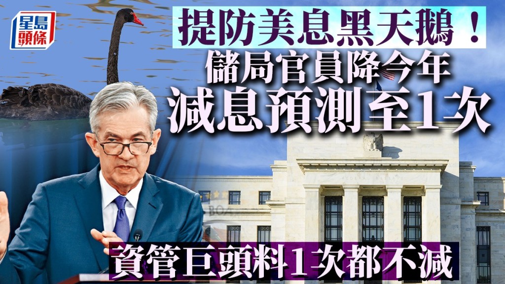 提防美息黑天鵝！儲局官員降今年減息預測至1次 資管巨頭料1次都不減