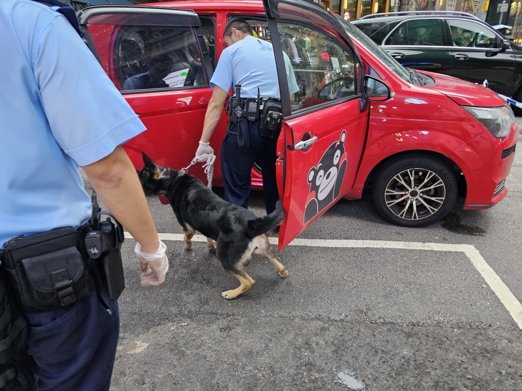 較早時緝毒犬在場協助搜索。 較早時緝毒犬在場協助搜索。