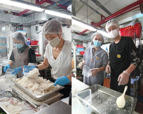 藝人馬蹄露、姚瑩瑩、李霖恩等前往 銀杏館做義工派飯。馬蹄露Facebook圖
