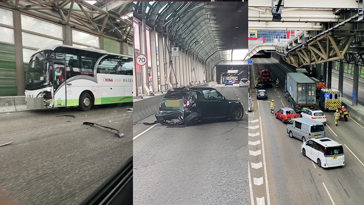 屯門公路發生交通意外。fb:香港突發事故報料區