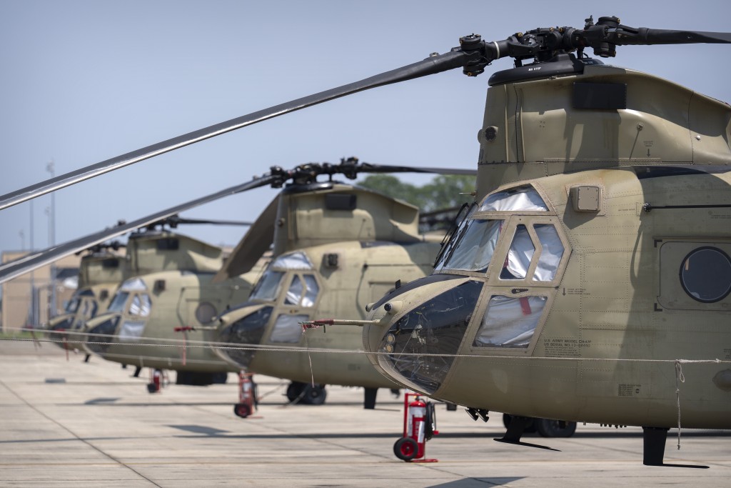 CH-47奇努克直升機將參與閱兵。美聯社 CH-47奇努克直升機將參與閱兵。美聯社