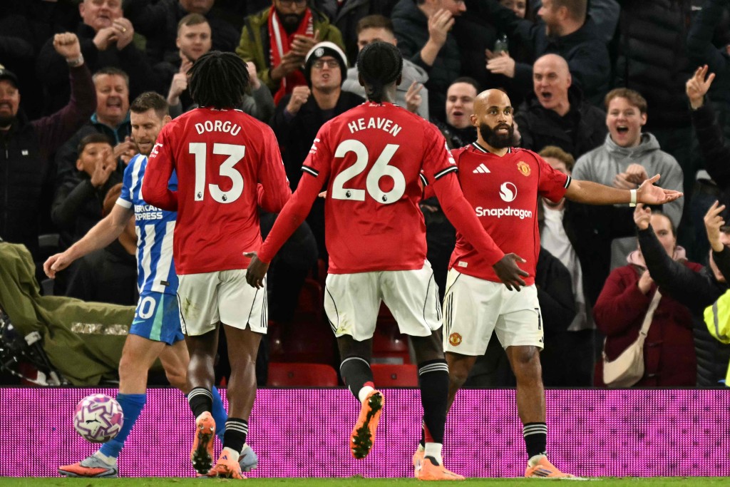 曼聯剛輪擊敗白禮頓。法新社 曼聯剛輪擊敗白禮頓。法新社