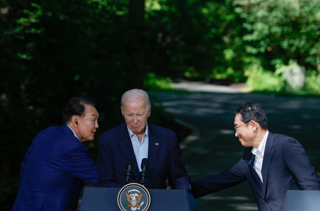 莫日韩领袖曾于美国召开3方峰会。路透社