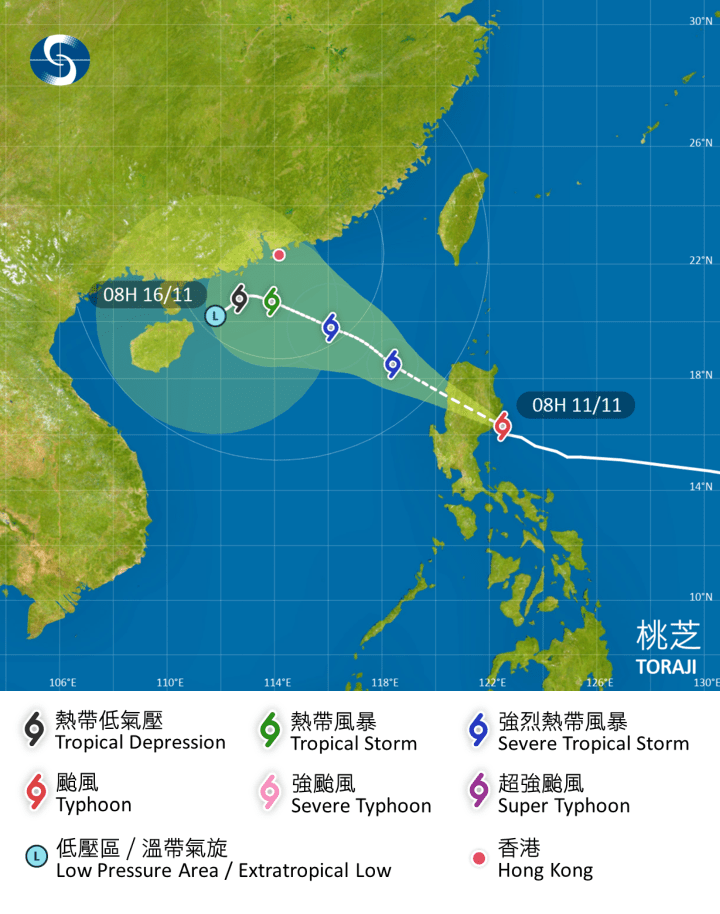 热带气旋桃芝路径预测。