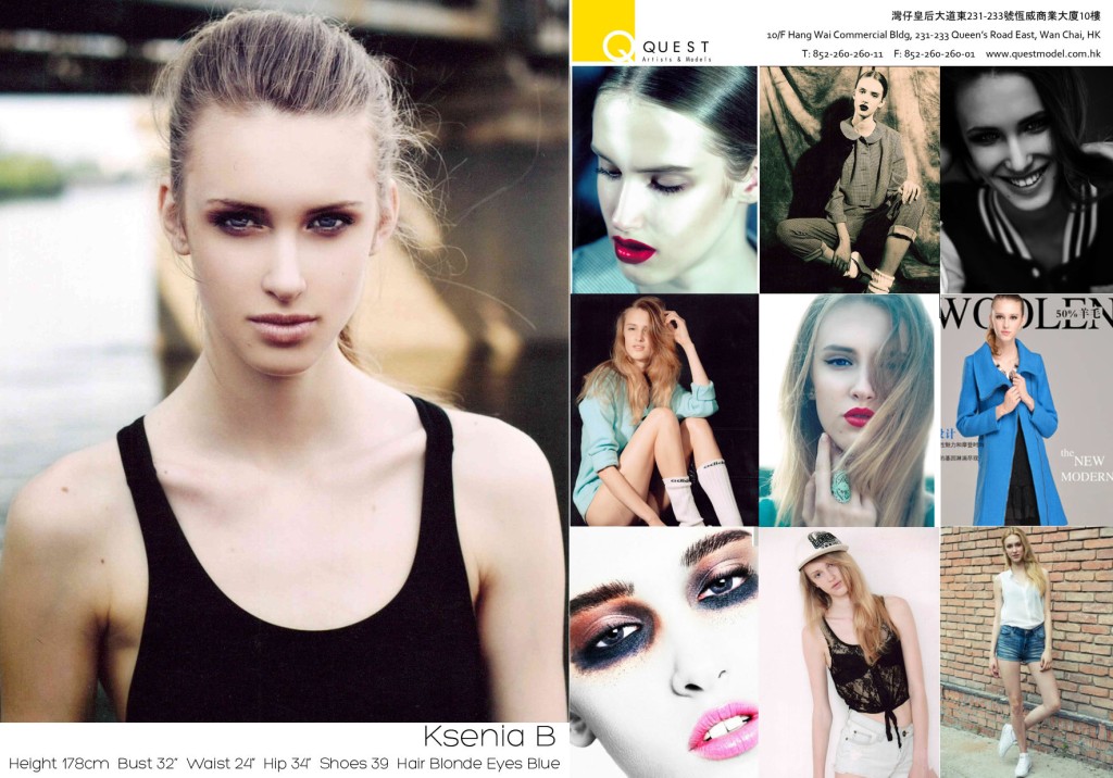 Ksenia B是「QUEST Artists & Models」旗下的Model。