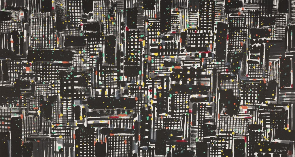 吳冠中1997年作《都市之夜》。
