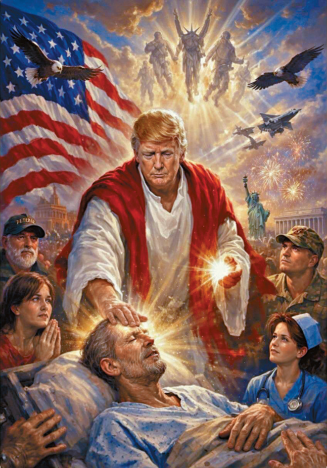 特朗普辯稱這張AI生成圖片描繪的是醫生。