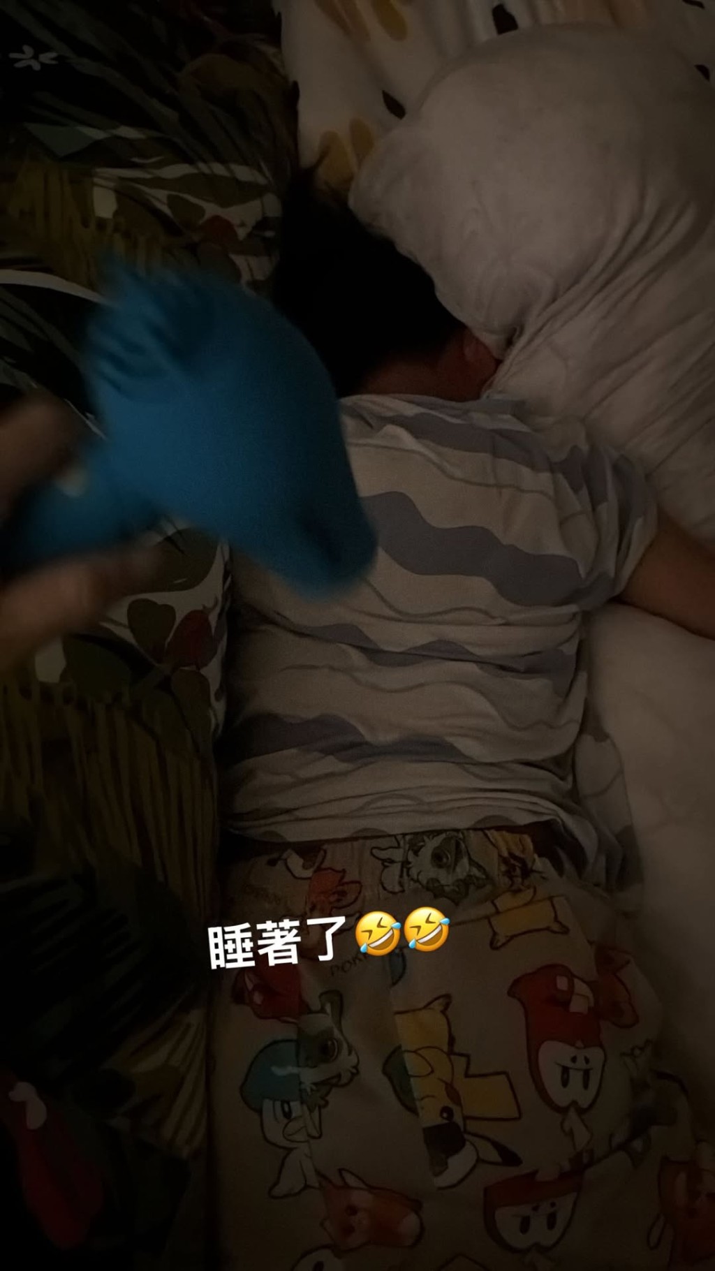 於張栢芝的悉心照料下，Marcus舒服得睡着。