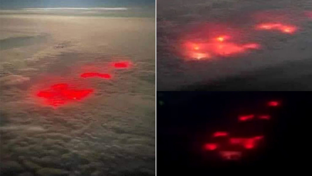 機師驚見大西洋上空出現血紅色雲層。