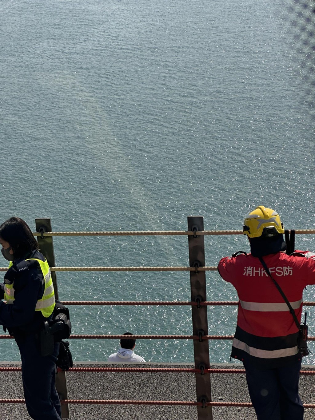 男子危站橋邊。fb馬路的事 (即時交通資訊台)Peter Wong 圖片 