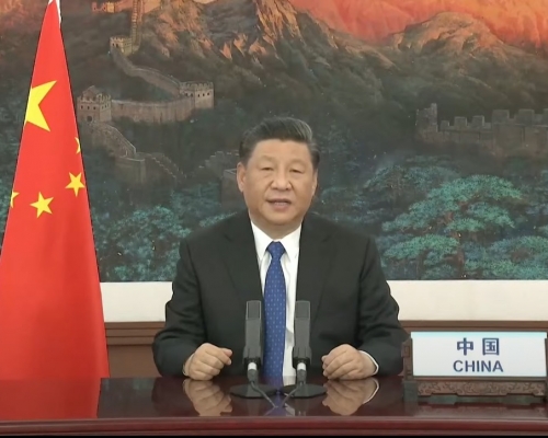 習近平在世衞大會開幕式上致辭。影片截圖