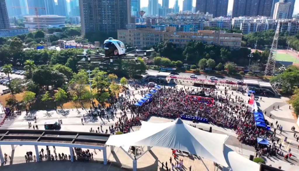 廣州黃埔公安裝備全國首台警用載人無人機。廣州黃埔公安