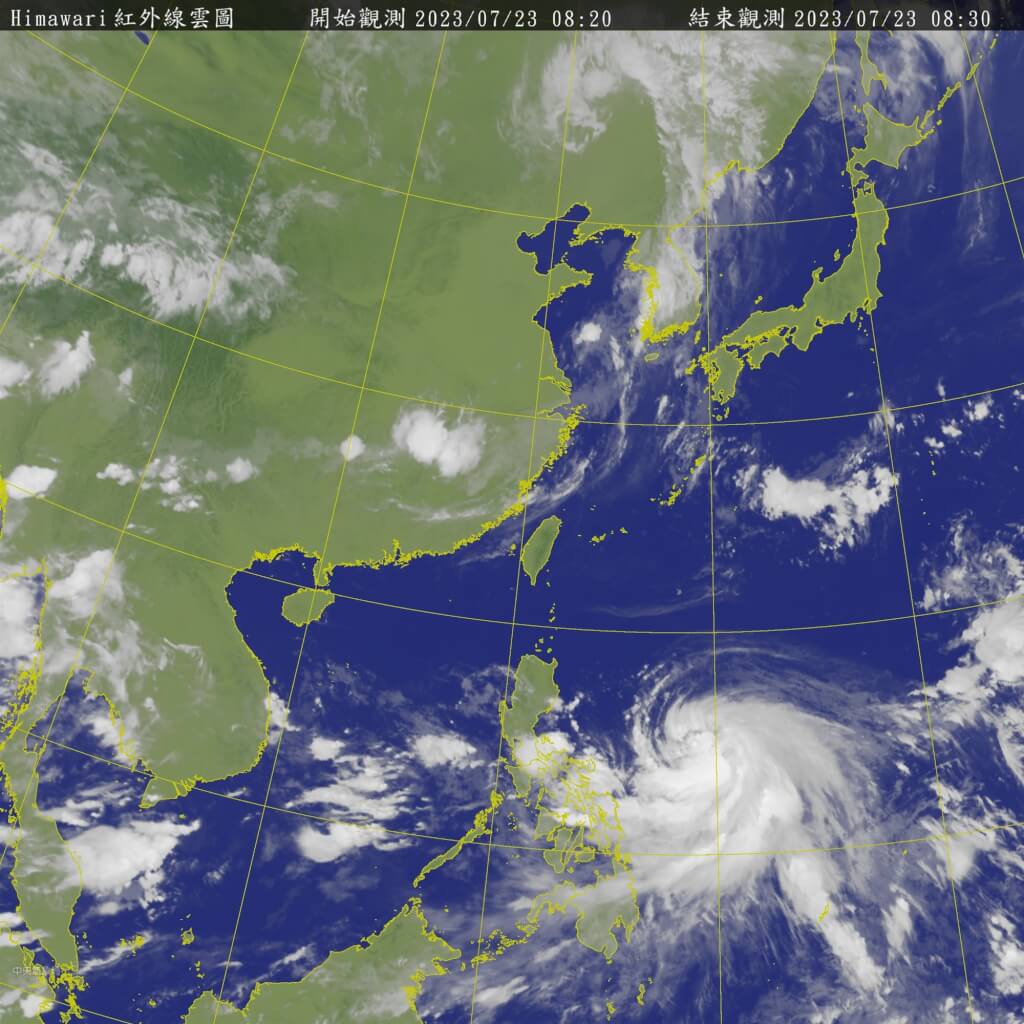 周日早上的衛星雲圖。台灣中央氣象局