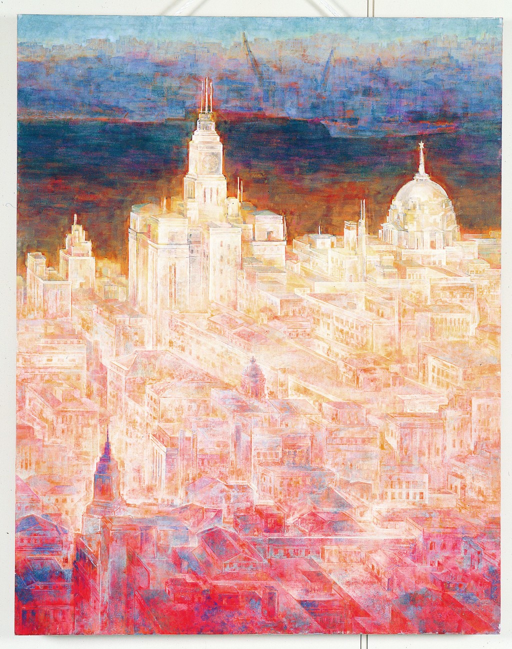 著名岩彩藝術家、學者卓民作品《不夜城—上海》。