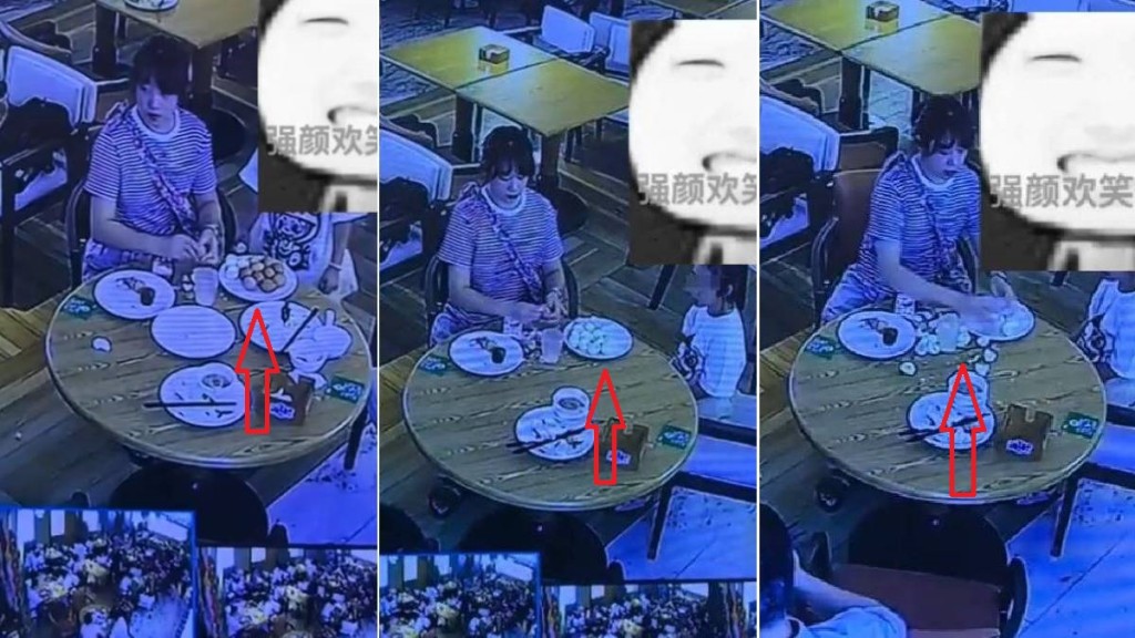 熊媽媽吃免費自助餐被阻止帶走食物,一怒下在女兒面對捏爛20隻雞蛋。微博