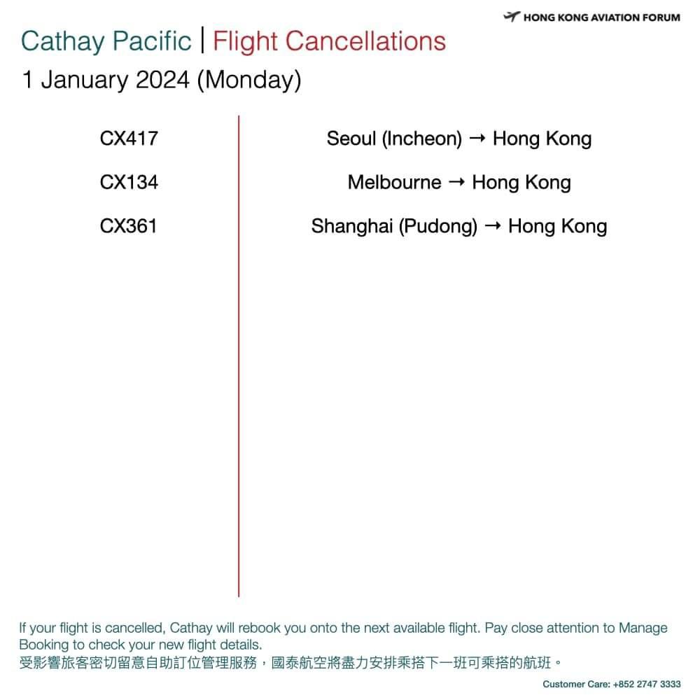 今明兩日取消的國泰航班涉及不少港人熱門旅遊地點,包括曼谷、台北、首爾、東京、北京等。在除夕及明年1月1日亦已有多班航班宣佈取消。(相片來源:Hong Kong Aviation Forum社交平台專頁) 今明兩日取消的國泰航班涉及不少港人熱門旅遊地點,包括曼谷、台北、首爾、東京、北京等。在除夕及明年1月1日亦已有多班航班宣佈取消。(相片來源:Hong Kong Aviation Forum社交平台專頁)