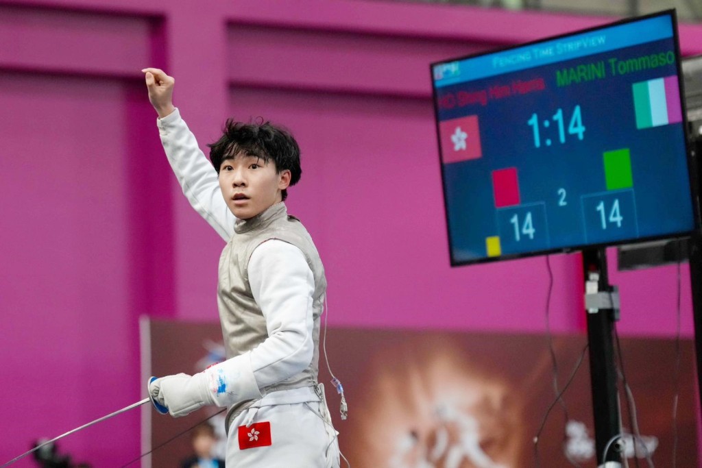 「細孖」何承謙世界排名連升63位，位列42位。香港劍總圖